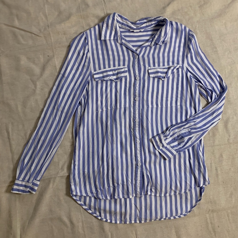 beachlunchlounge Blue/White Striped Button Down